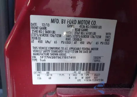 2014 Ford F-250 Lariat из США, поврежденный, VIN 1FT7W2BT9EEB17411